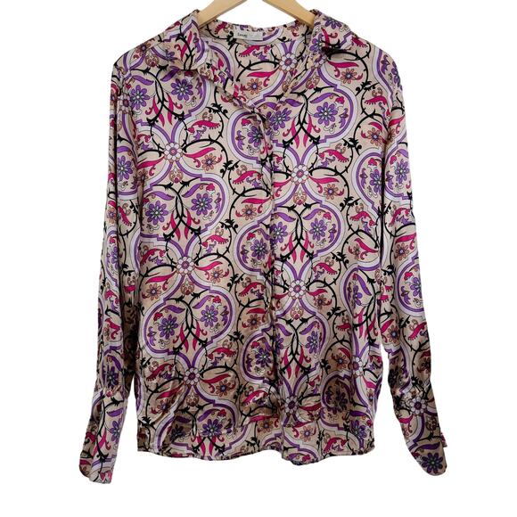 Levete Room Silk Blend Long Sleeve Blouse Size M - Picture 2 of 8